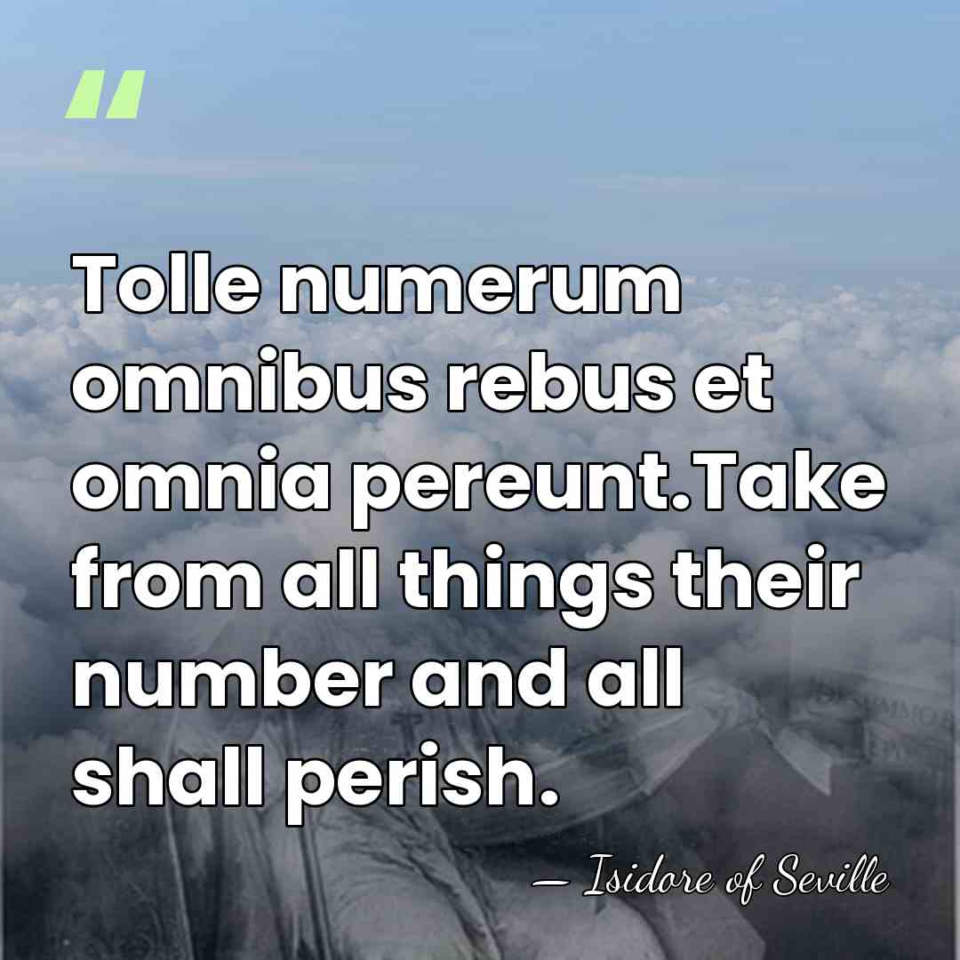 Tolle numerum omnibus rebus et omnia pereunt.Take from all things their number&hellip; - Isidore of Seville
