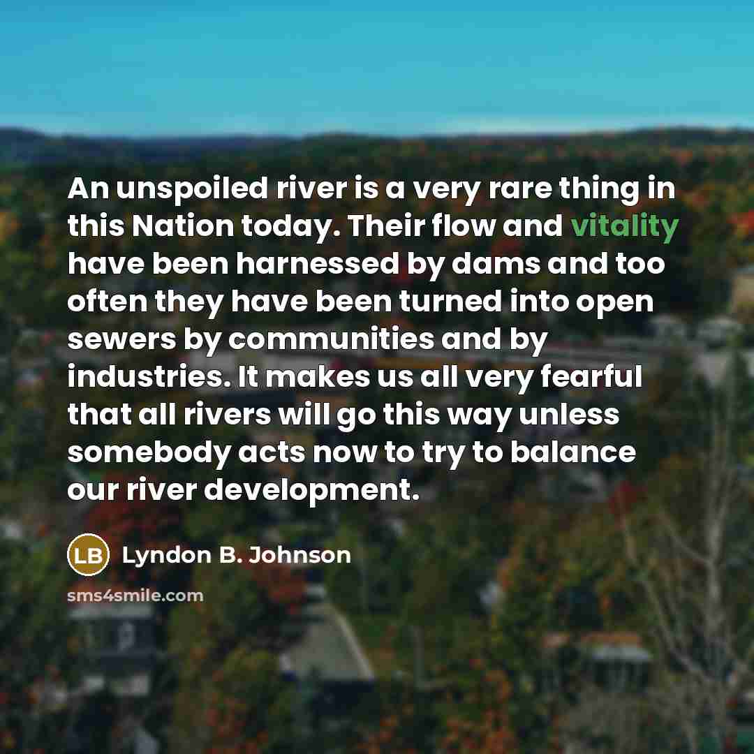 “An unspoiled river is a very rare thing in this…” quote by Lyndon B. Johnson