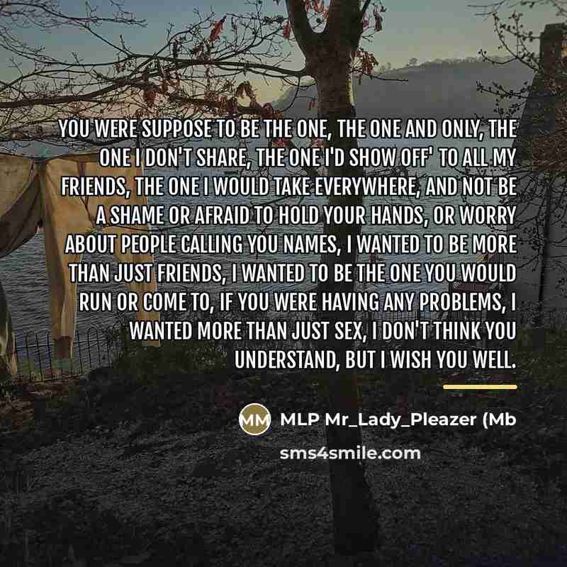 “You were suppose to be the one, the one and…” quote by Anonymous