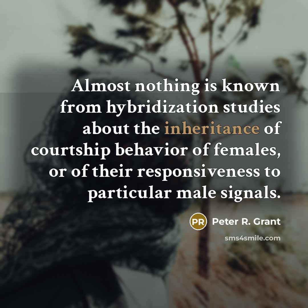 “Almost nothing is known from hybridization studies about the inheritance…” quote by Peter R. Grant