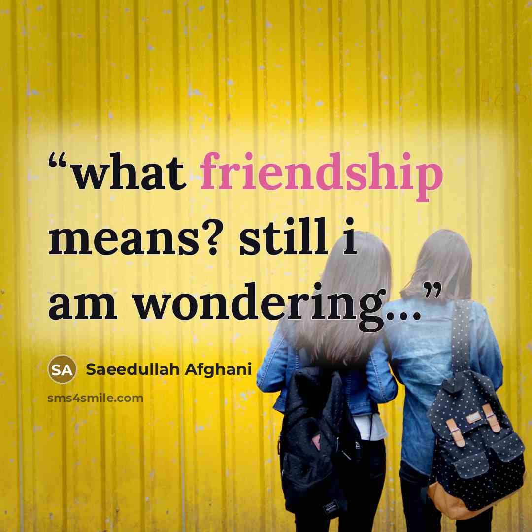 “what friendship means? still i am wondering…” quote by Saeedullah Afghani