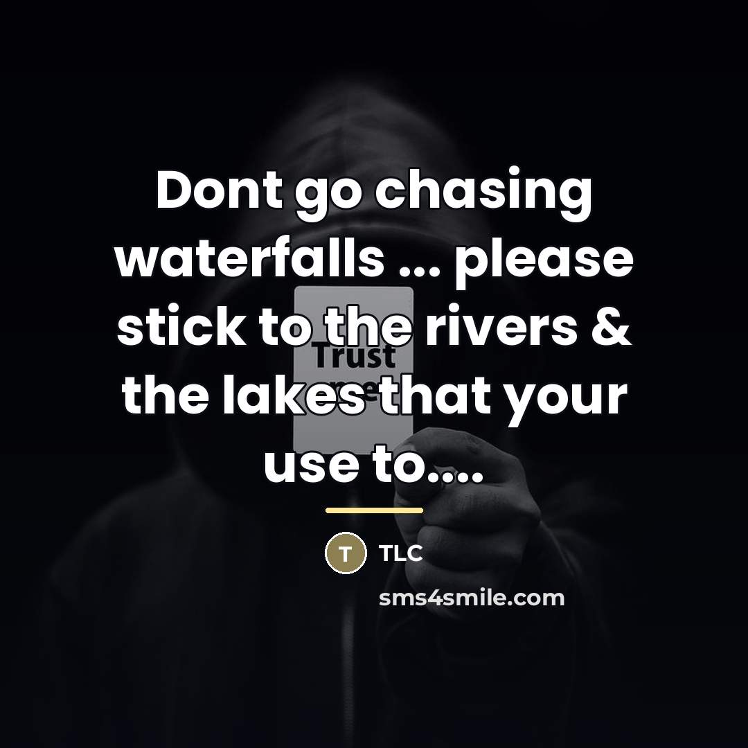 “Dont go chasing waterfalls ... please stick to the rivers…” quote by TLC