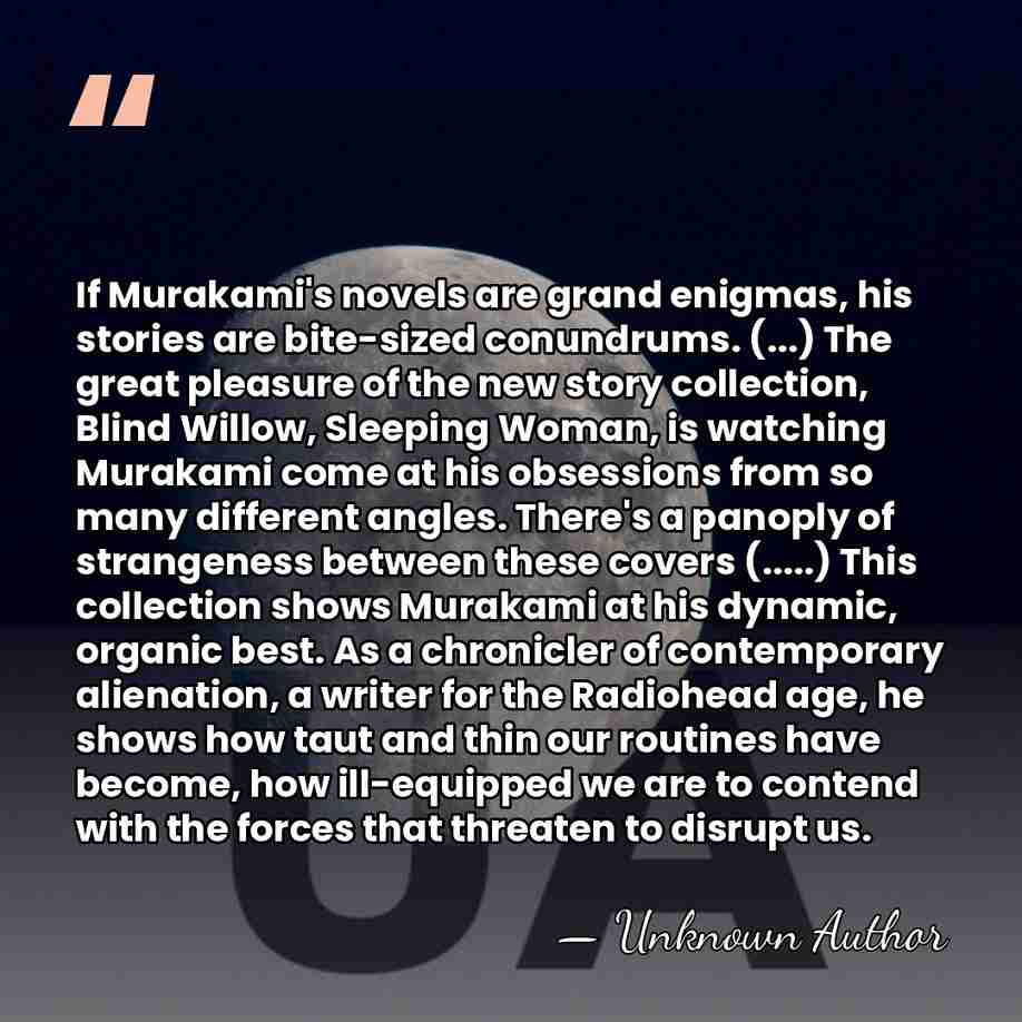 If Murakami's novels are grand enigmas, his stories are bite-sized conundrums. (...)&hellip; - Unknown Author