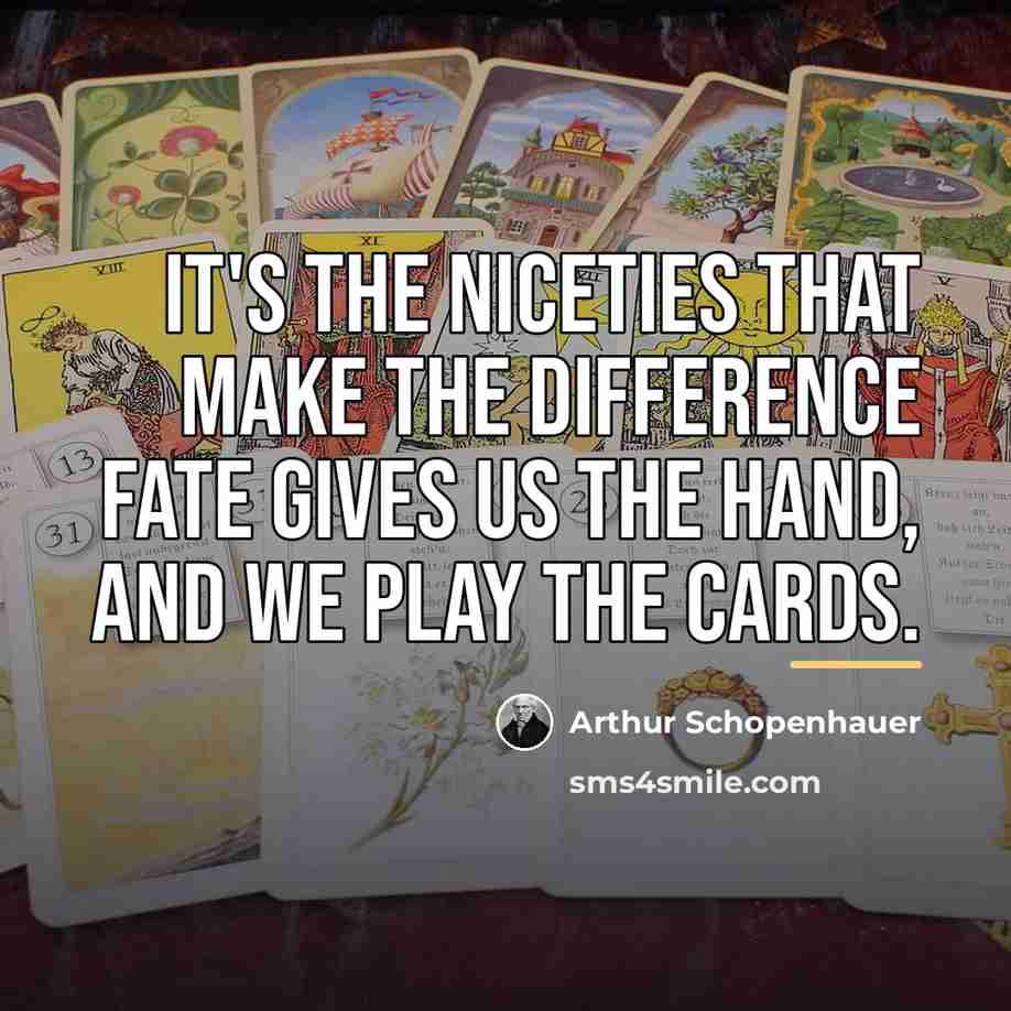 “It's the niceties that make the difference fate gives us…” quote by Arthur Schopenhauer
