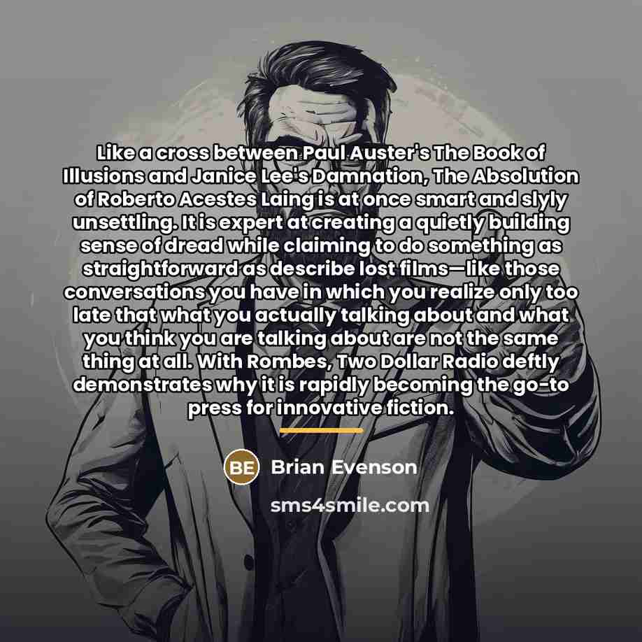“Like a cross between Paul Auster's The Book of Illusions…” quote by Brian Evenson