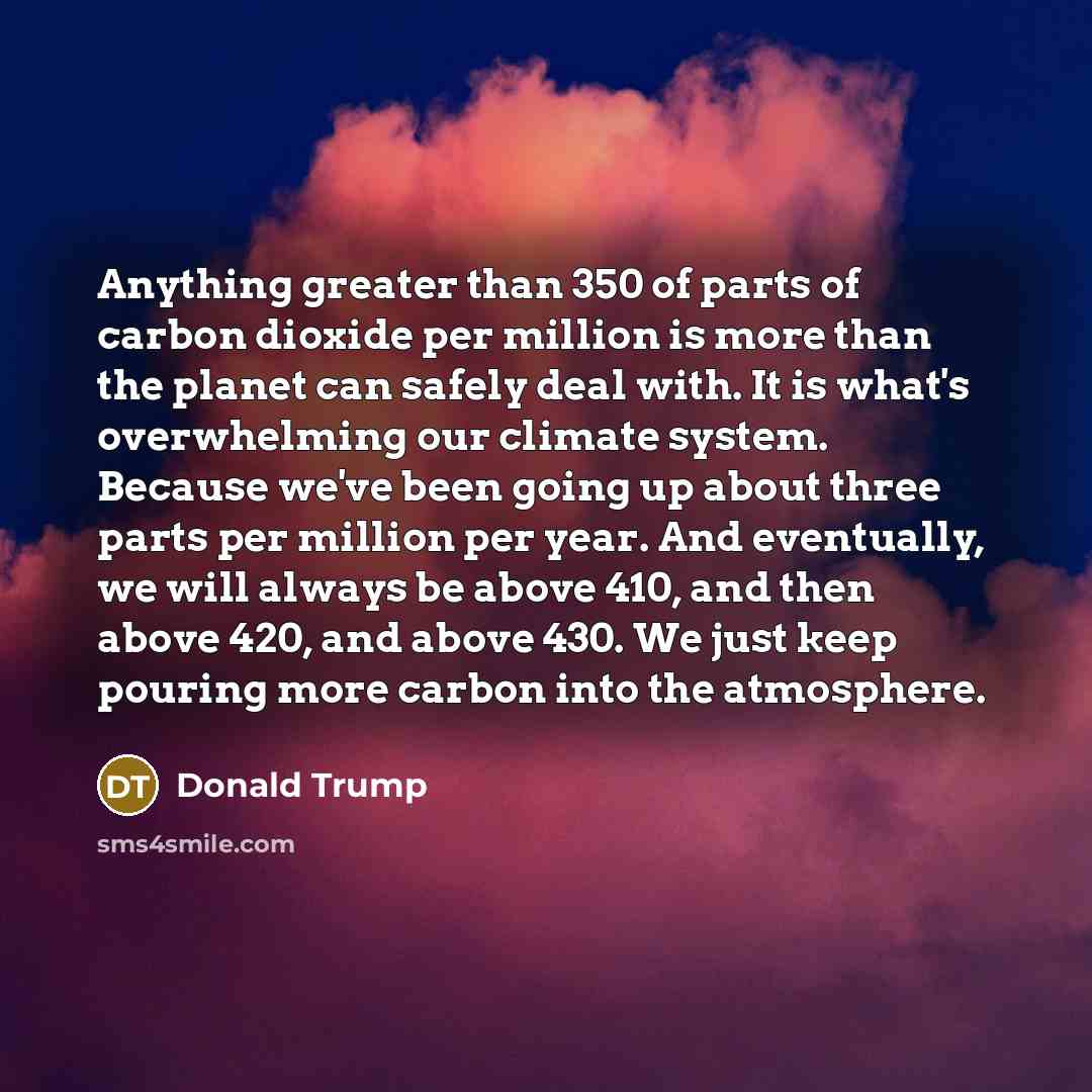 “Anything greater than 350 of parts of carbon dioxide per…” quote by Donald Trump