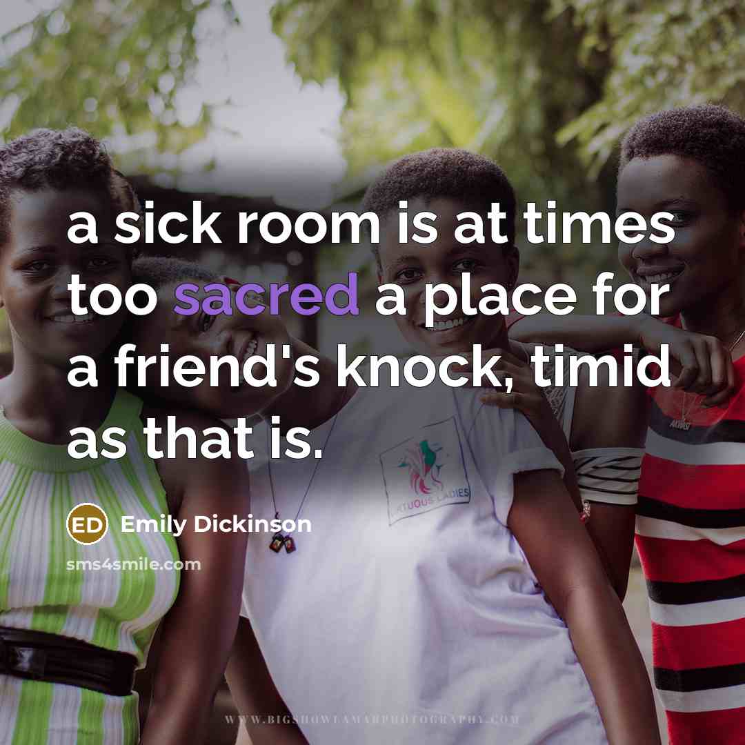 “a sick room is at times too sacred a place for a friend's knock, timid as that is.” quote by Emily Dickinson