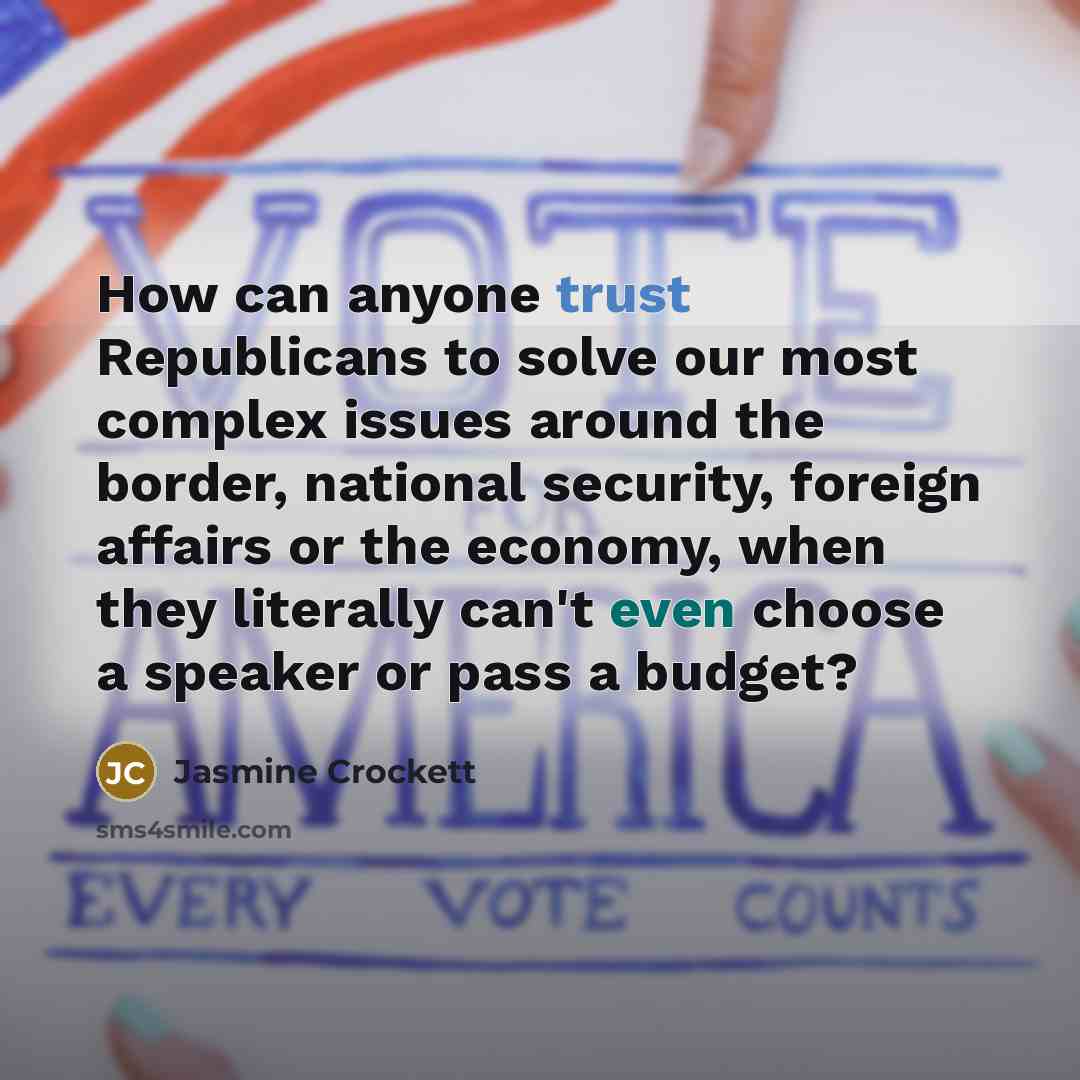 “How can anyone trust Republicans to solve our most complex…” quote by Jasmine Crockett