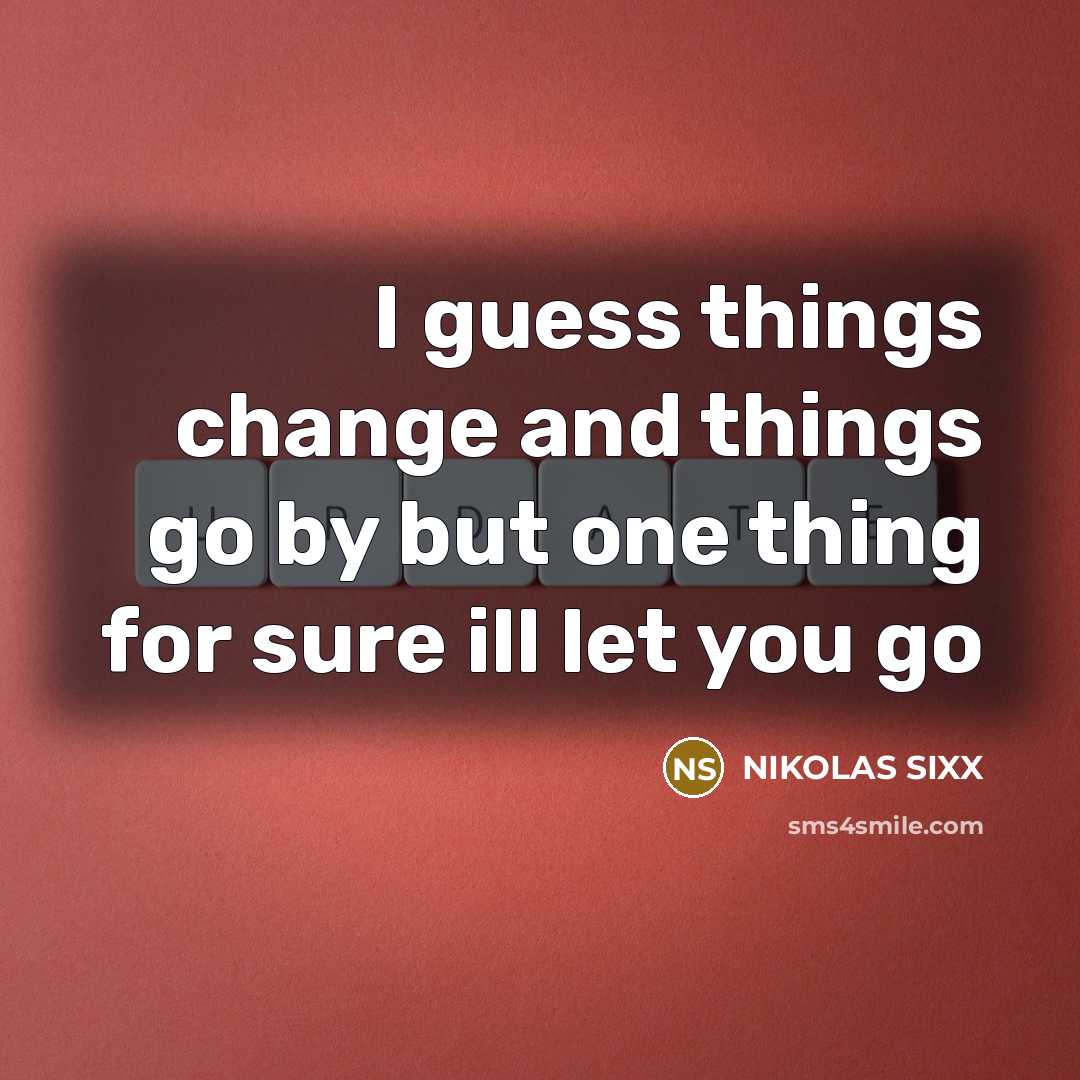 “I guess things change and things go by but one thing for sure ill let you go” quote by NIKOLAS SIXX