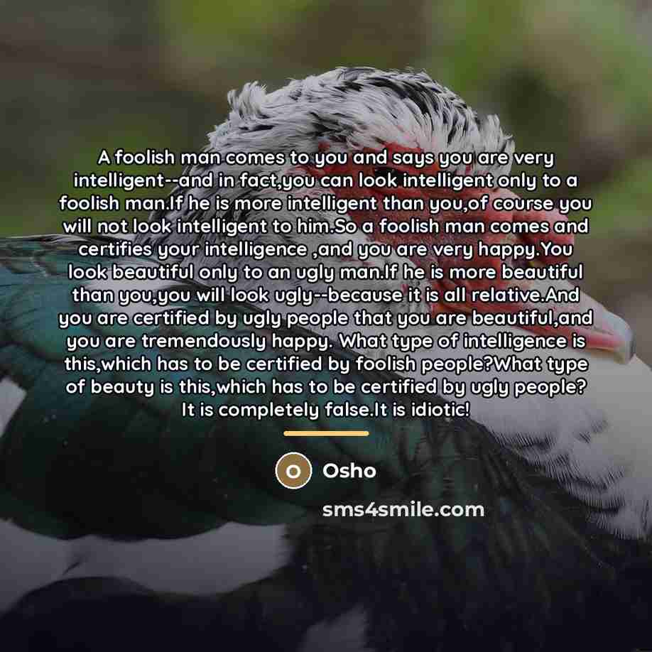 “A foolish man comes to you and says you are…” quote by Osho