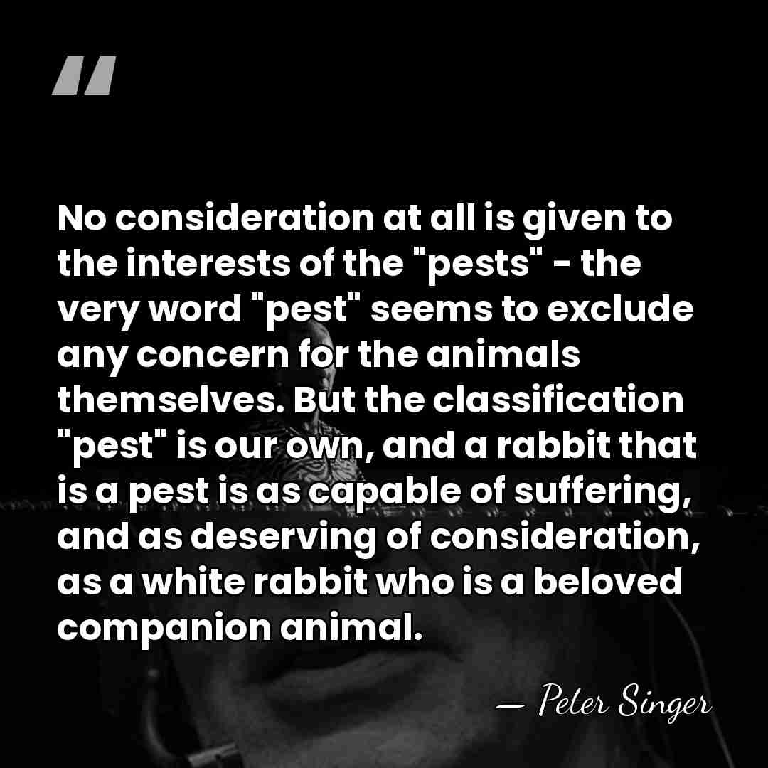 No consideration at all is given to the interests of the "pests"&hellip; - Peter Singer