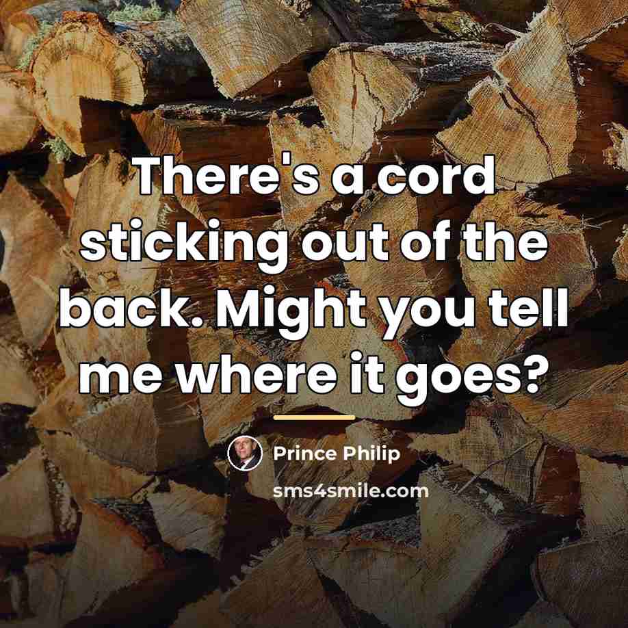 “There's a cord sticking out of the back. Might you…” quote by Prince Philip