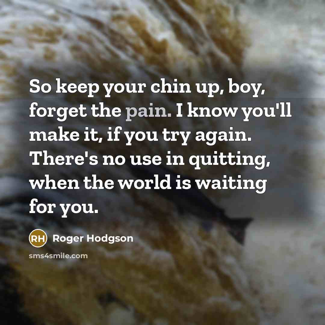 “So keep your chin up, boy, forget the pain. I…” quote by Roger Hodgson