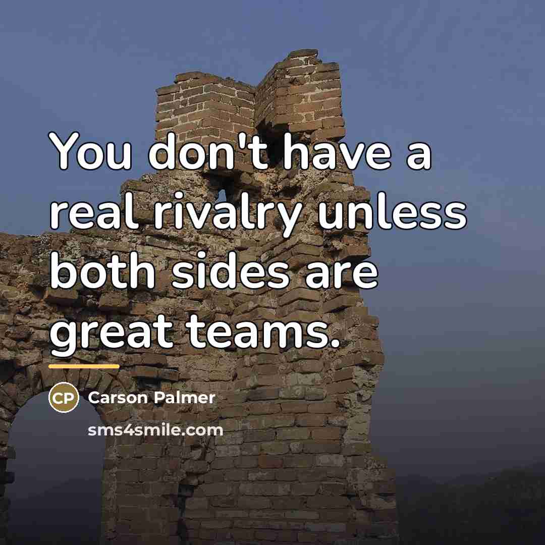 “You don't have a real rivalry unless both sides are…” quote by Carson Palmer
