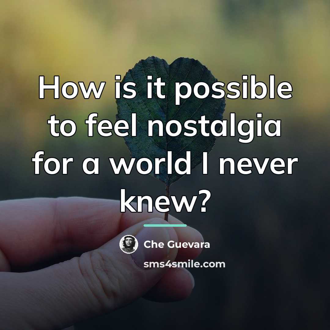 “How is it possible to feel nostalgia for a world…” quote by Che Guevara