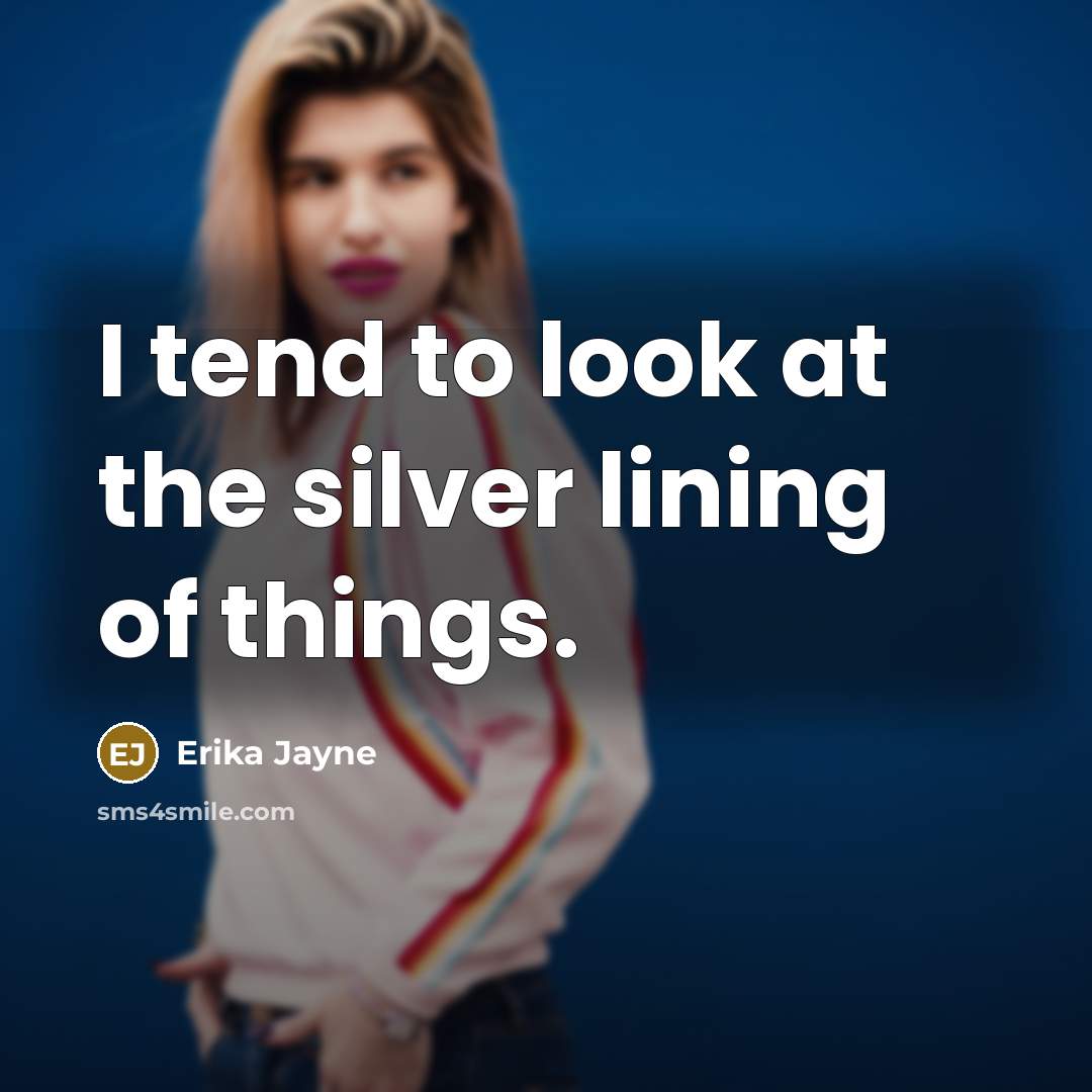 “I tend to look at the silver lining of things.…” quote by Erika Jayne