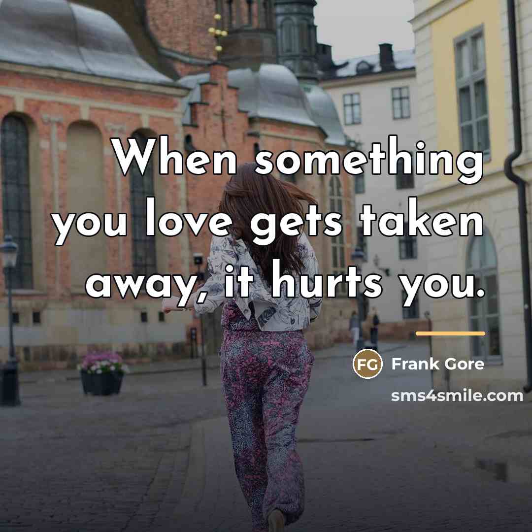 “When something you love gets taken away, it hurts you.…” quote by Frank Gore