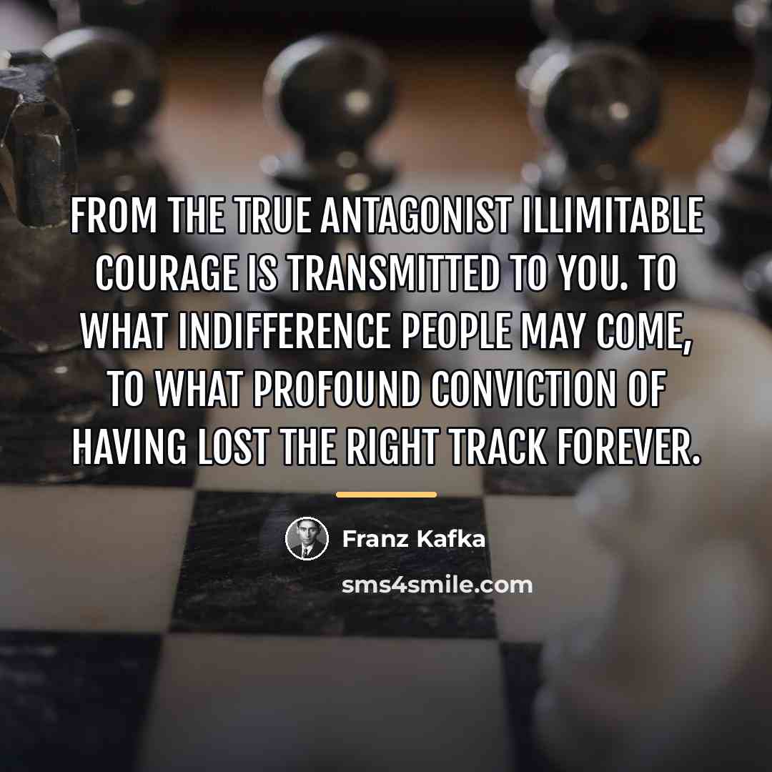 “From the true antagonist illimitable courage is transmitted to you.…” quote by Franz Kafka