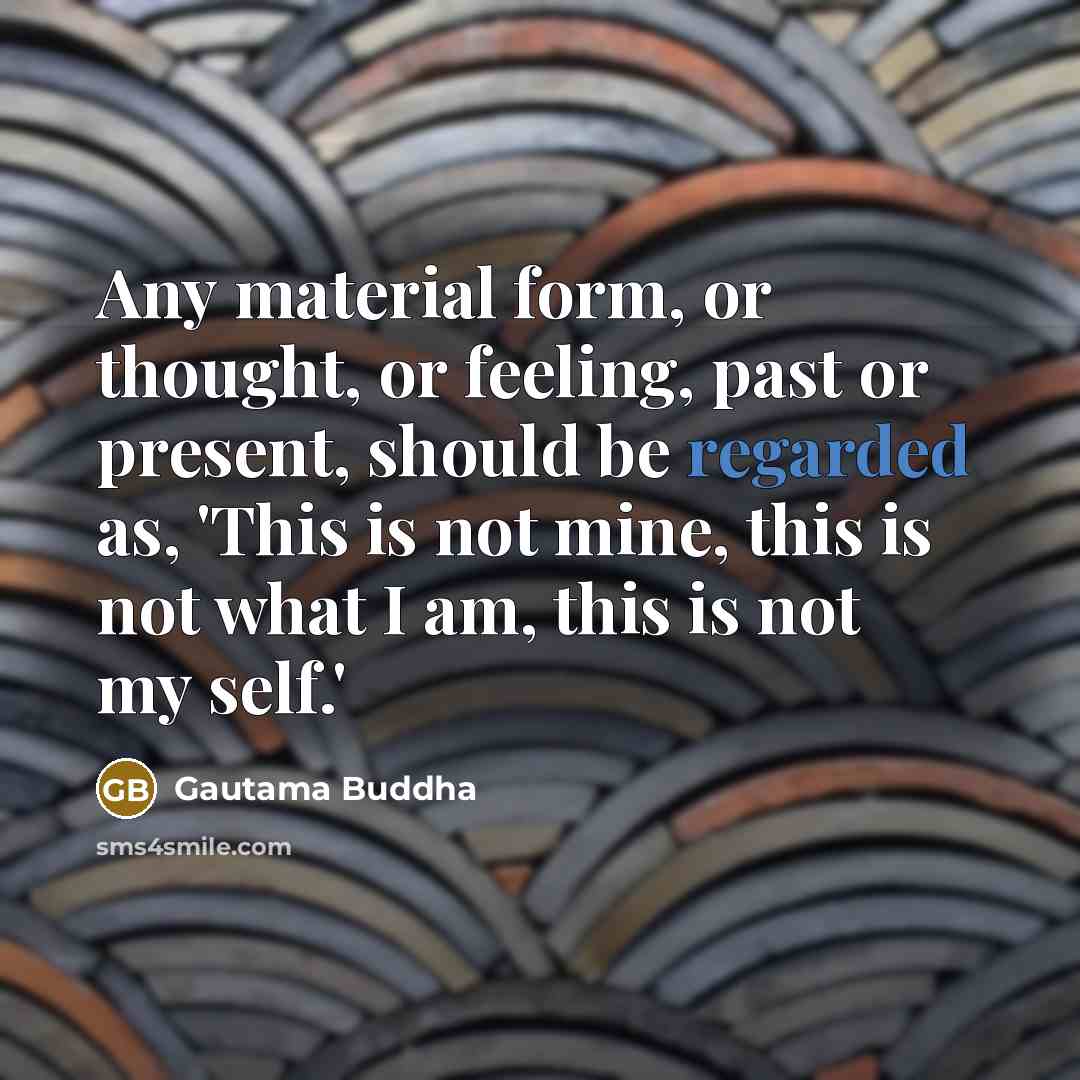 “Any material form, or thought, or feeling, past or present, should be regarded as, 'This is not mine, this is not what I am, this is not my self.'” quote by Gautama Buddha