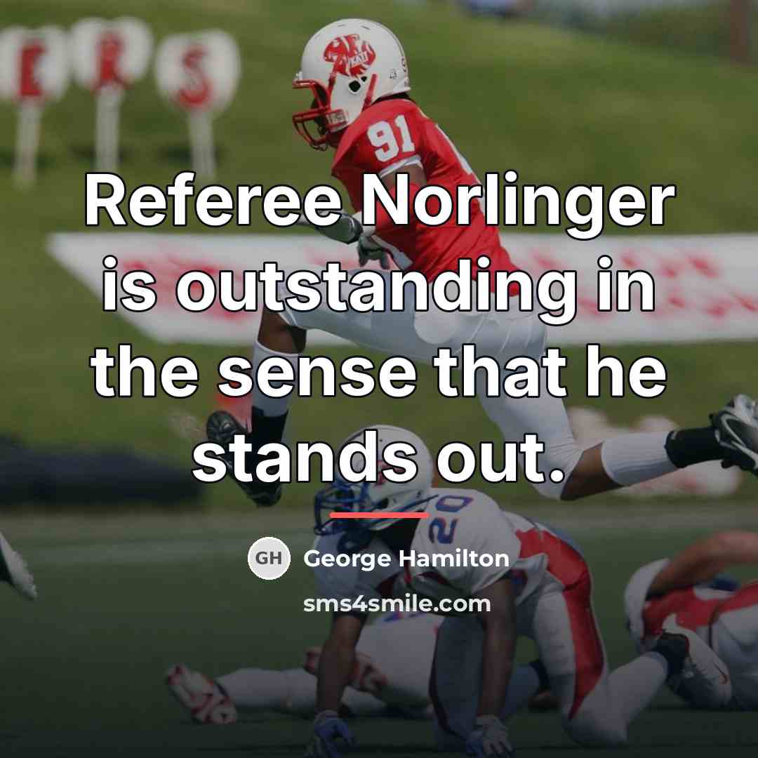 “Referee Norlinger is outstanding in the sense that he stands…” quote by George Hamilton