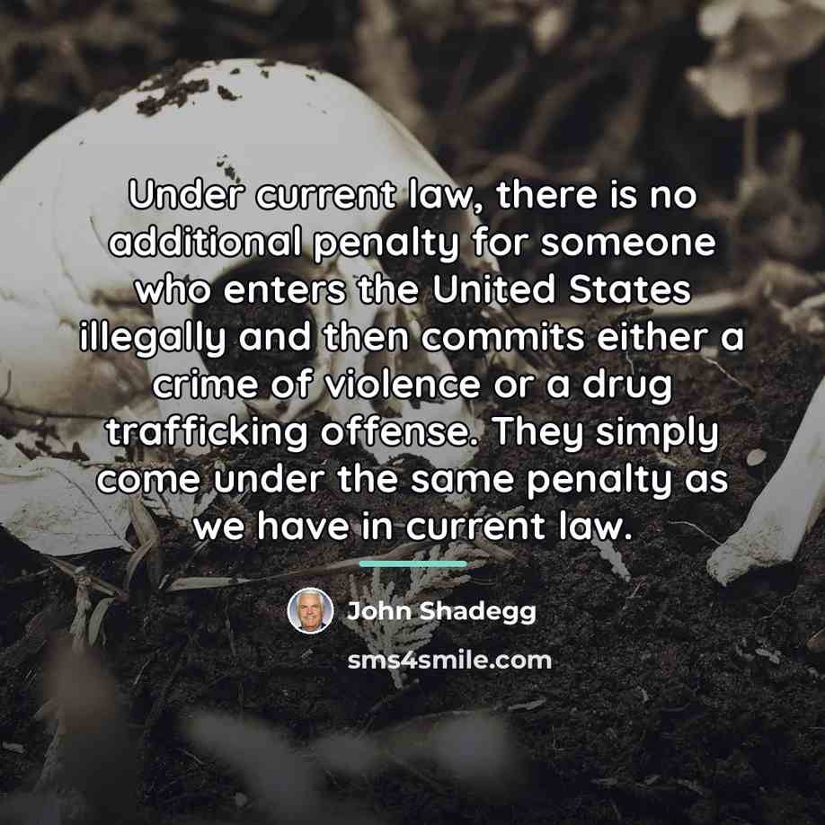 “Under current law, there is no additional penalty for someone…” quote by John Shadegg