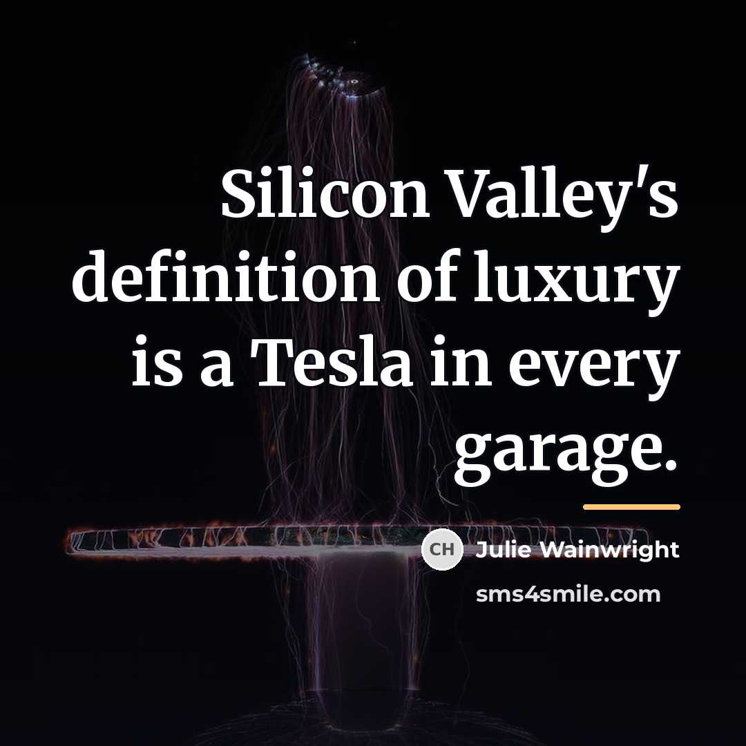 “Silicon Valley's definition of luxury is a Tesla in every…” quote by Julie Wainwright