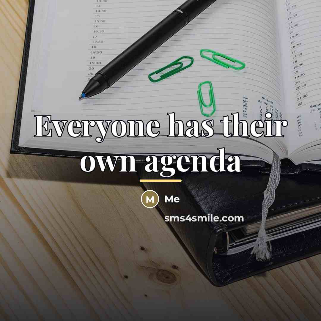 “Everyone has their own agenda…” quote by Me