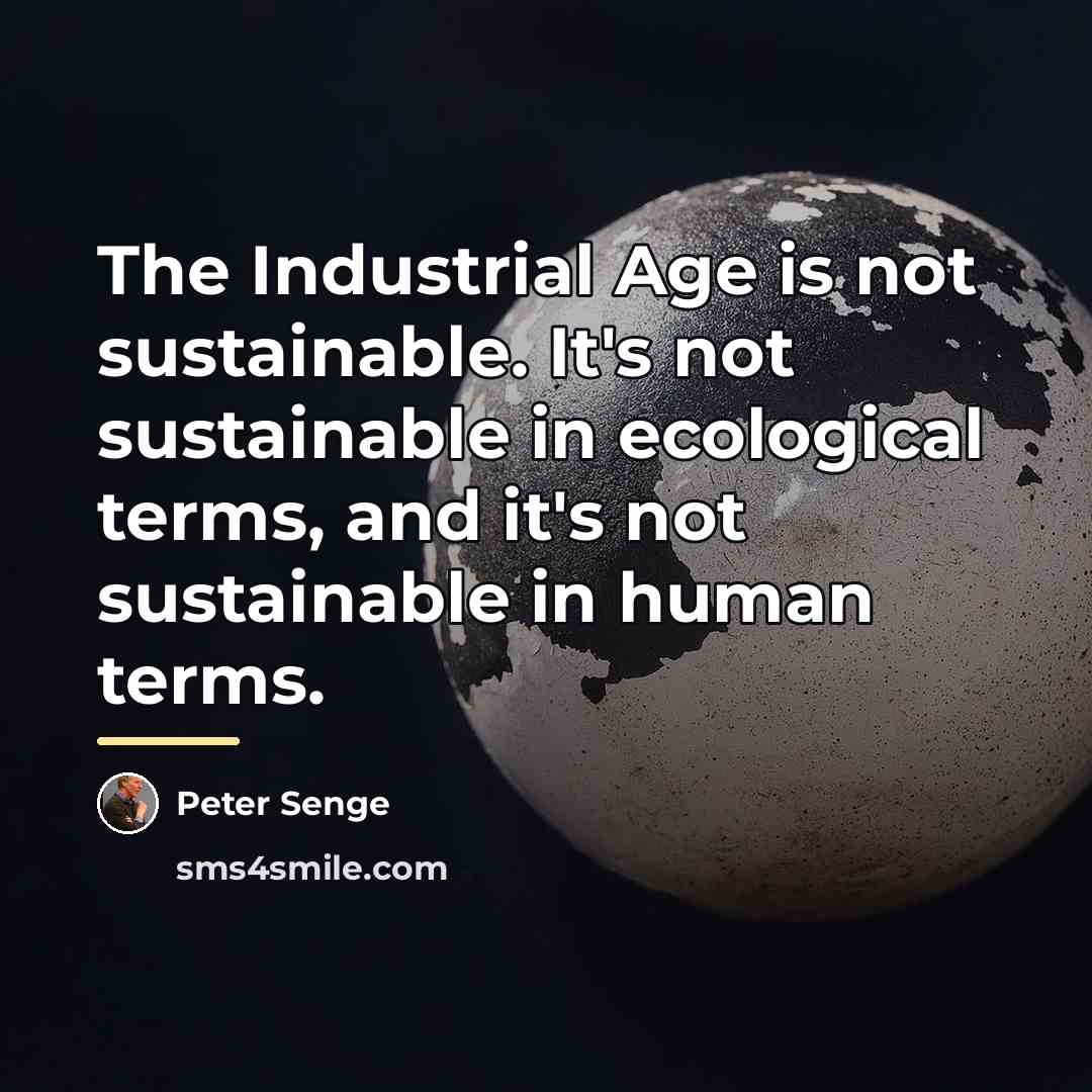 “The Industrial Age is not sustainable. It's not sustainable in…” quote by Peter Senge