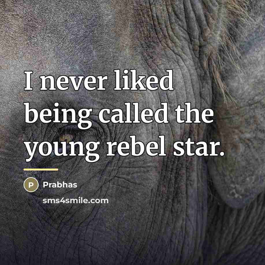“I never liked being called the young rebel star.…” quote by Prabhas