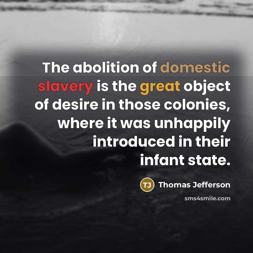 “The abolition of domestic slavery is the great object of…” quote by Thomas Jefferson