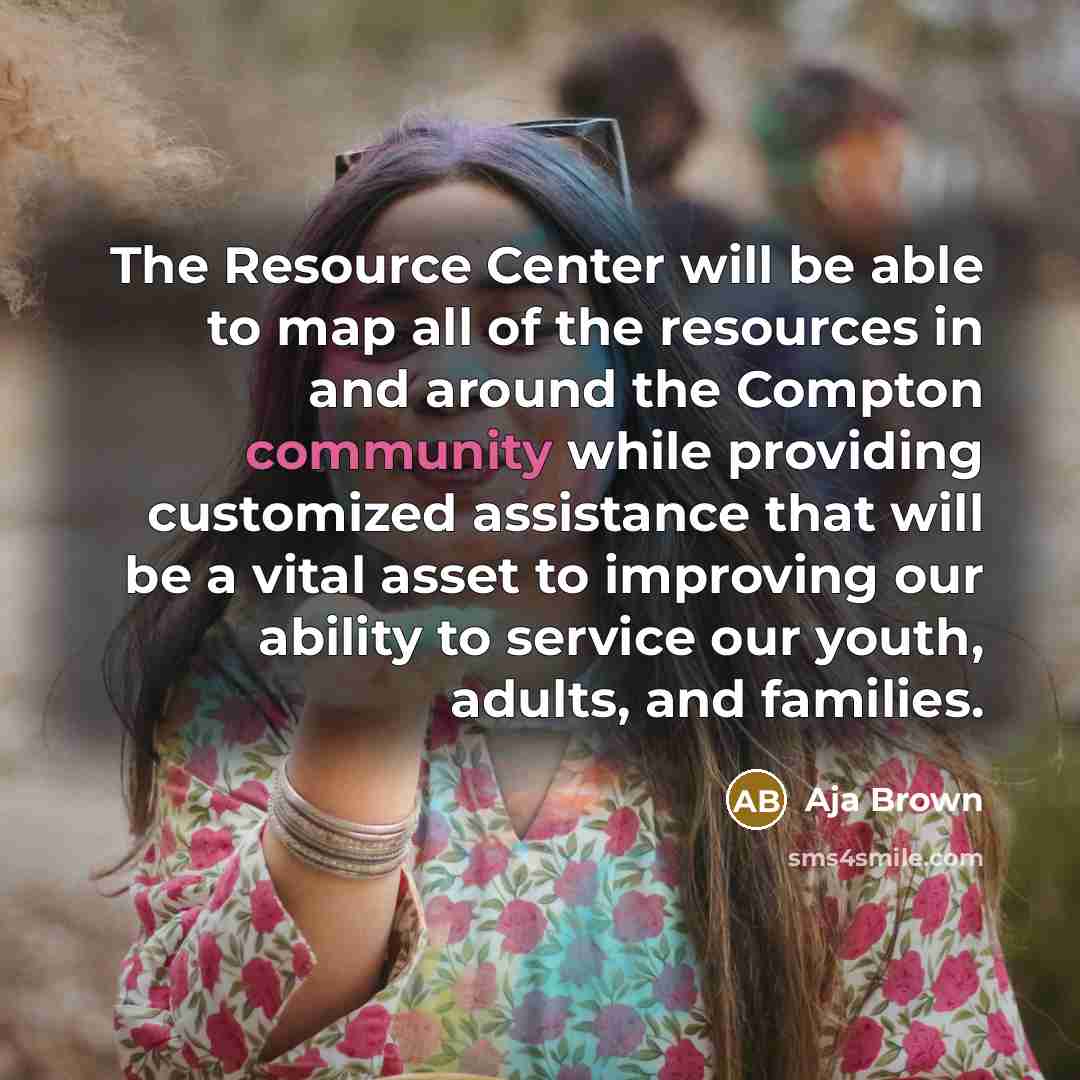 “The Resource Center will be able to map all of…” quote by Aja Brown