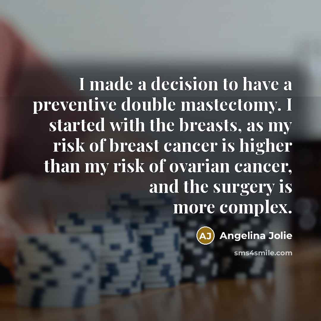 “I made a decision to have a preventive double mastectomy.…” quote by Angelina Jolie