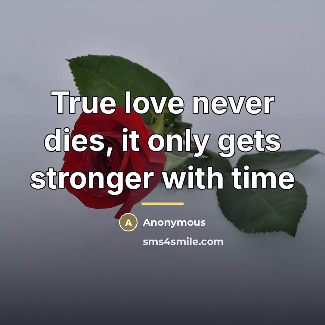 “True love never dies, it only gets stronger with time…” quote by Anonymous