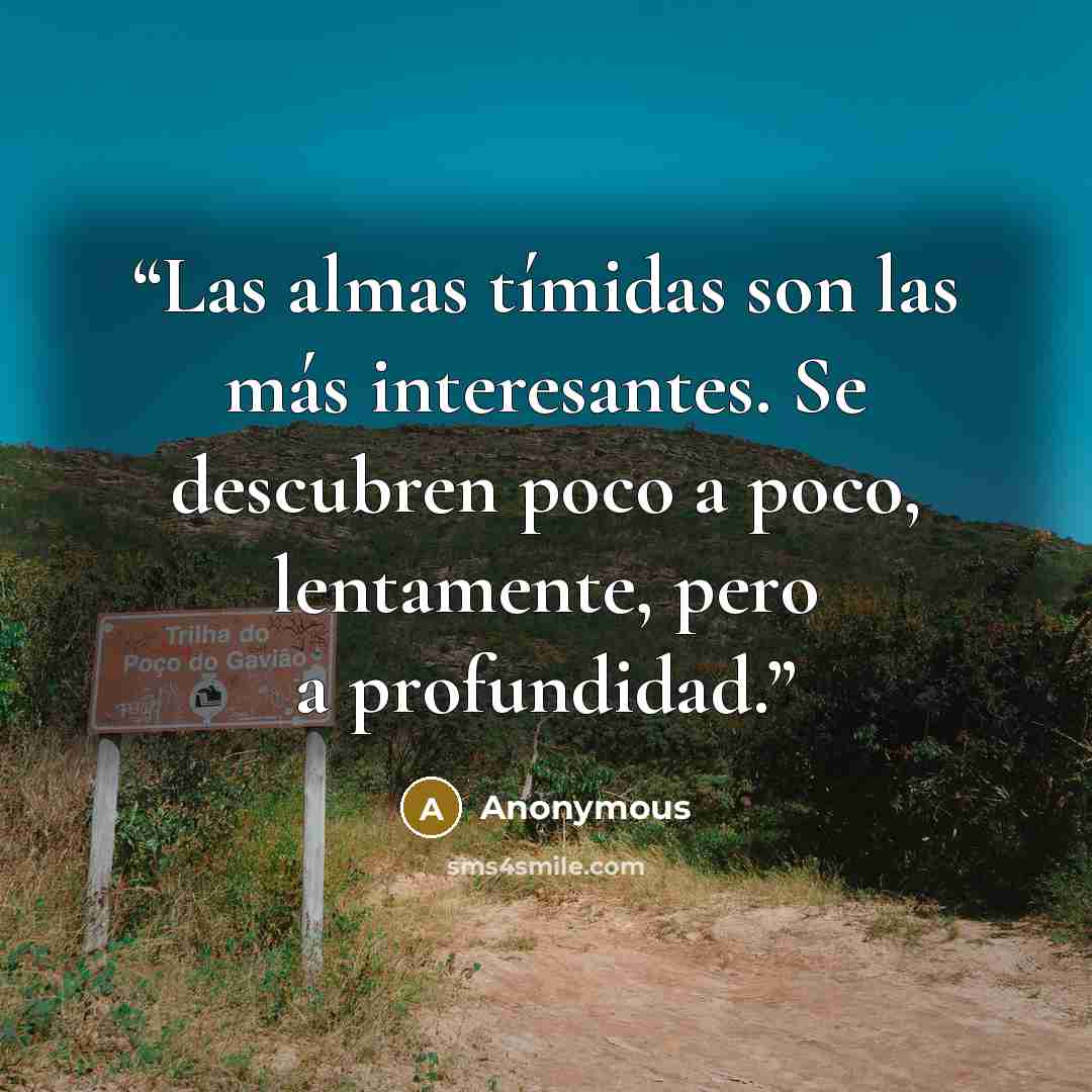 “Las almas tímidas son las más interesantes. Se descubren poco a poco, lentamente, pero a profundidad.” quote by Anonymous