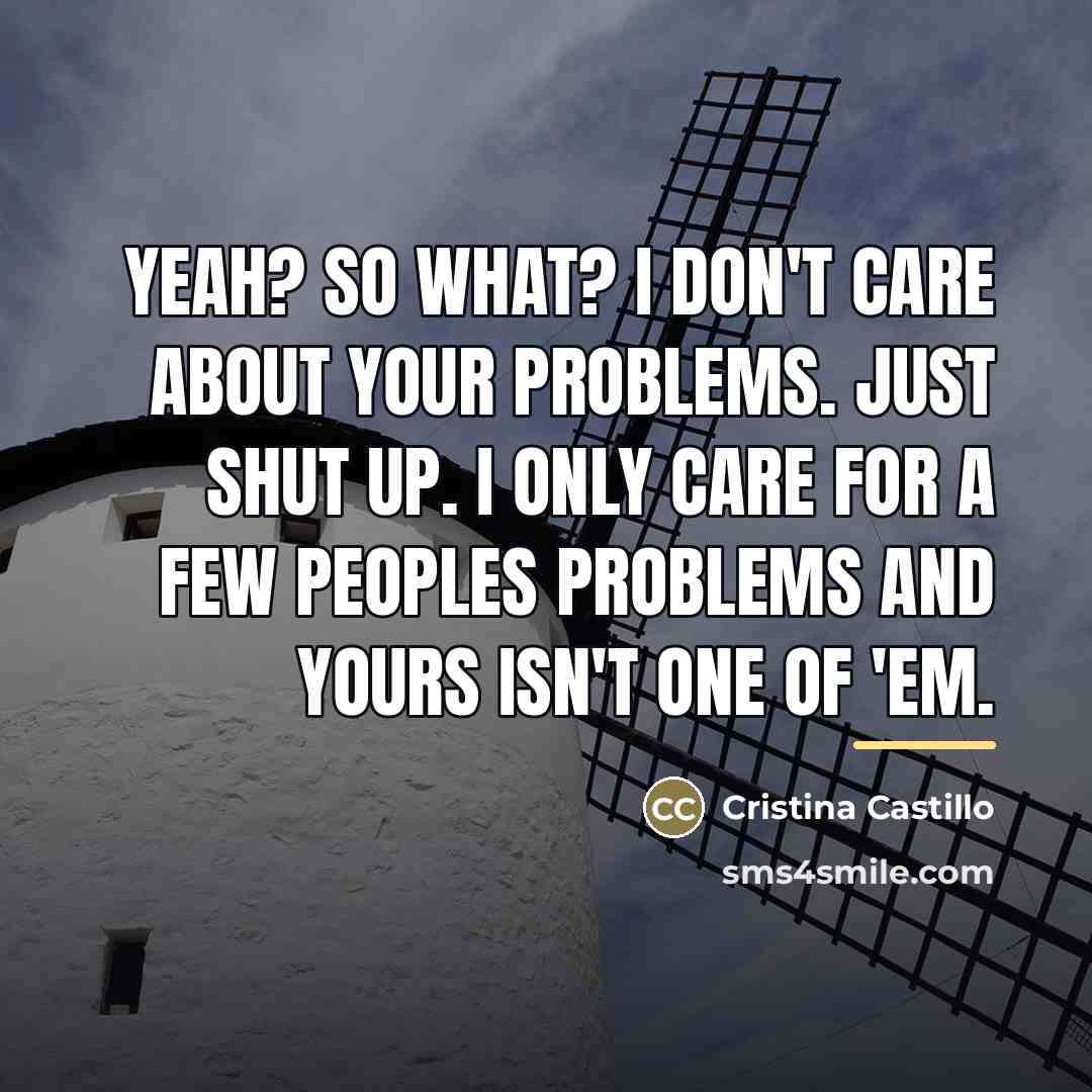 “Yeah? So What? I Don't Care About Your Problems. Just…” quote by Cristina Castillo