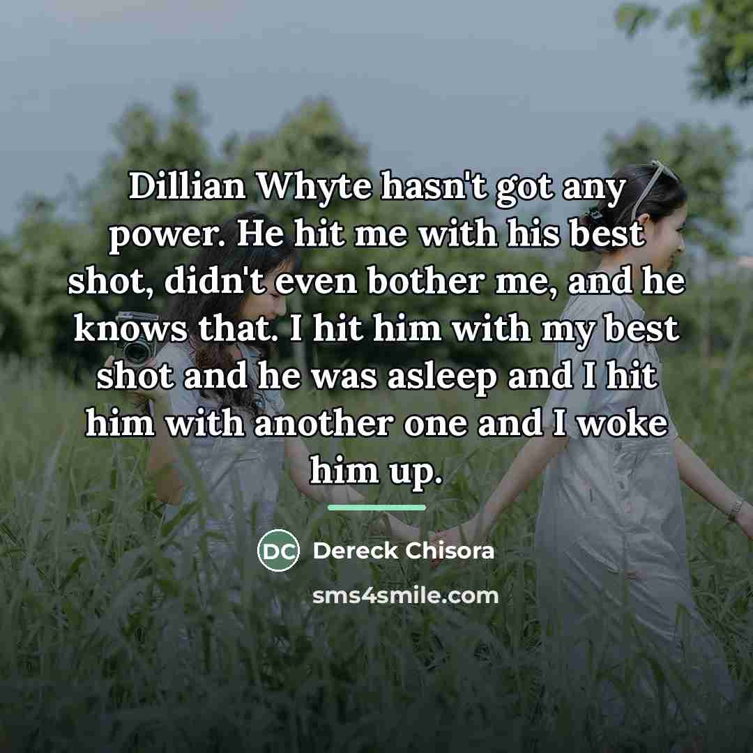 “Dillian Whyte hasn't got any power. He hit me with…” quote by Dereck Chisora