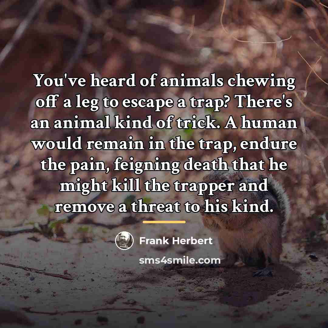 “You've heard of animals chewing off a leg to escape…” quote by Frank Herbert