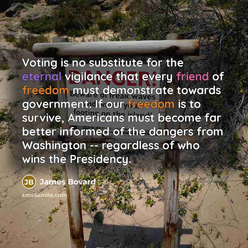 “Voting is no substitute for the eternal vigilance that every…” quote by James Bovard