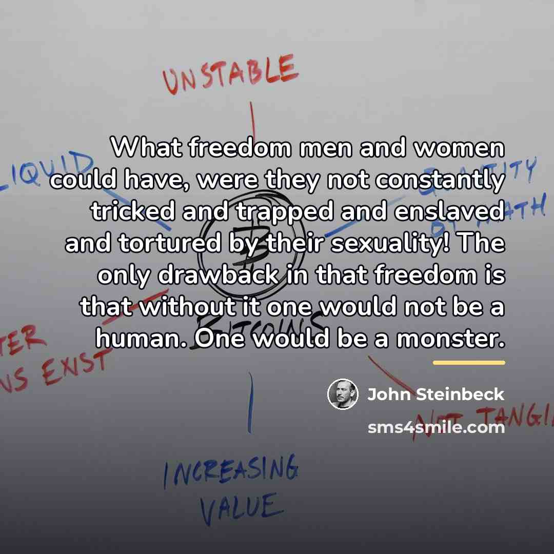 “What freedom men and women could have, were they not…” quote by John Steinbeck