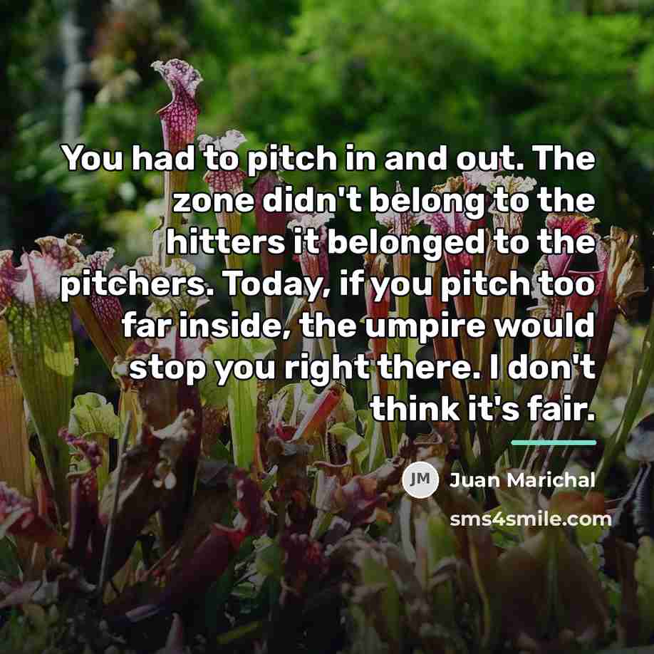 “You had to pitch in and out. The zone didn't…” quote by Juan Marichal