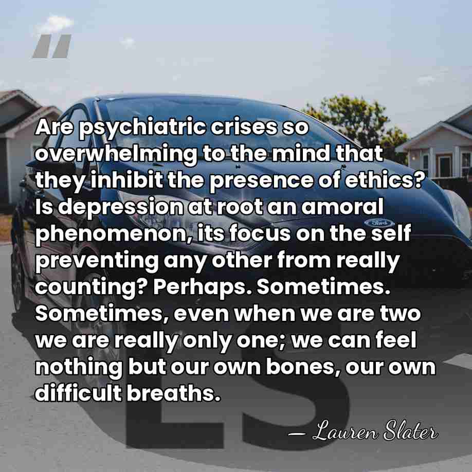 Are psychiatric crises so overwhelming to the mind that they inhibit the&hellip; - Lauren Slater