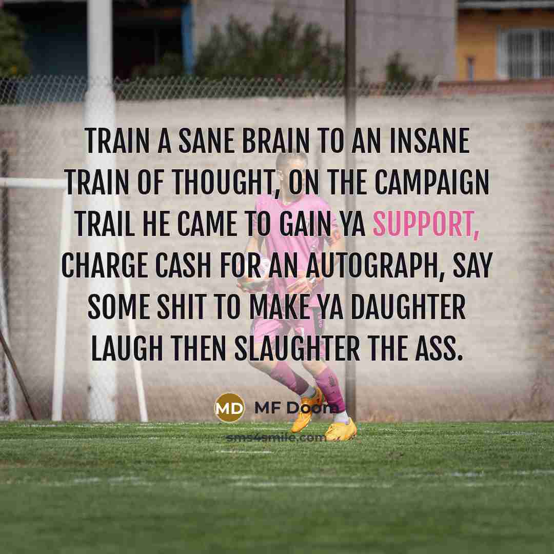 “Train a sane brain to an insane train of thought,…” quote by MF Doom