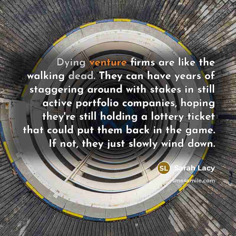 “Dying venture firms are like the walking dead. They can…” quote by Sarah Lacy