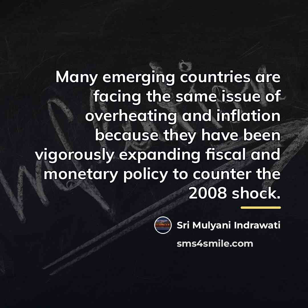 “Many emerging countries are facing the same issue of overheating…” quote by Sri Mulyani Indrawati