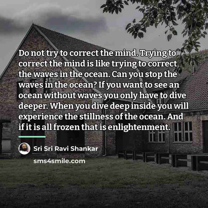 “Do not try to correct the mind. Trying to correct…” quote by Sri Sri Ravi Shankar