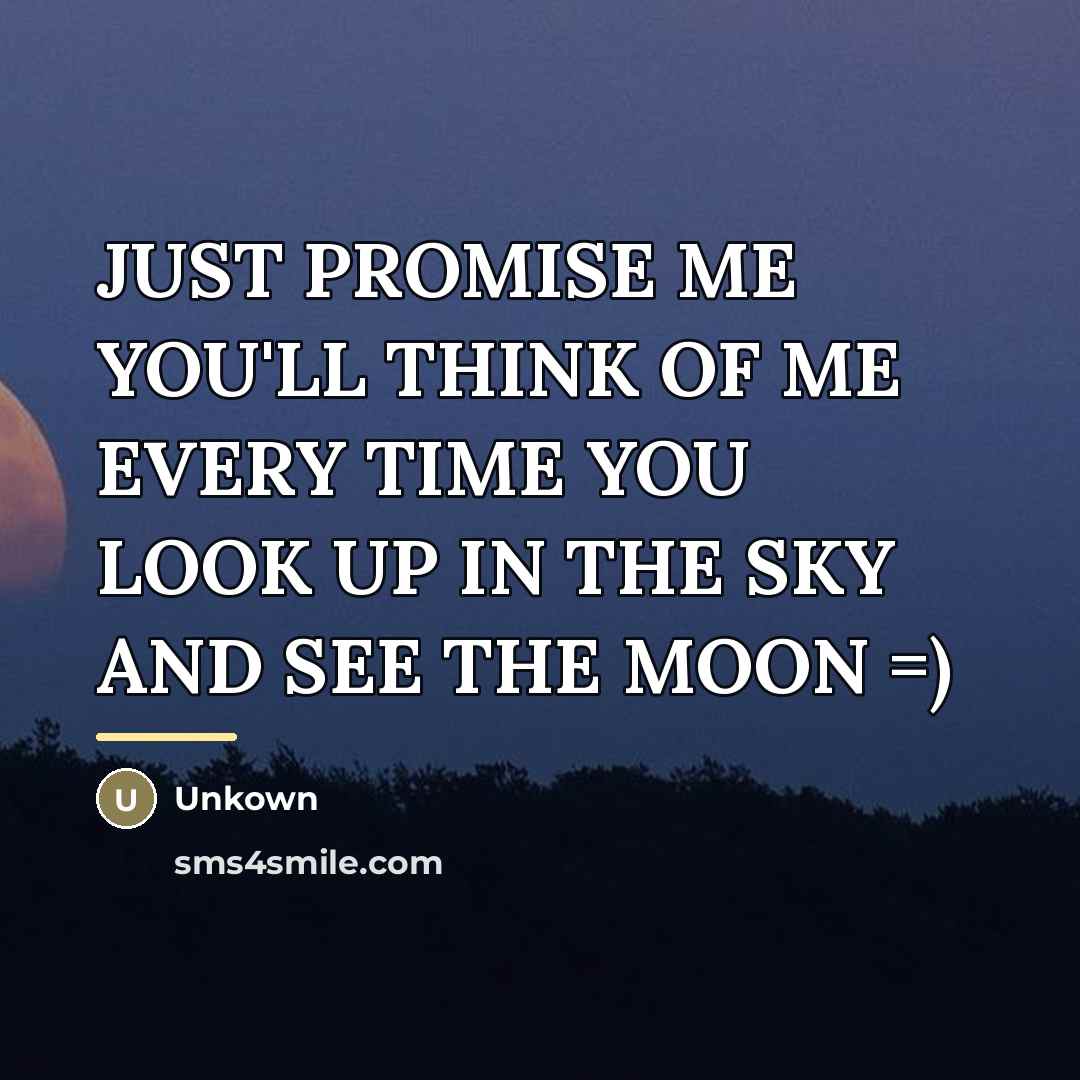“JUST PROMISE ME YOU'LL THINK OF ME EVERY TIME YOU…” quote by Unkown
