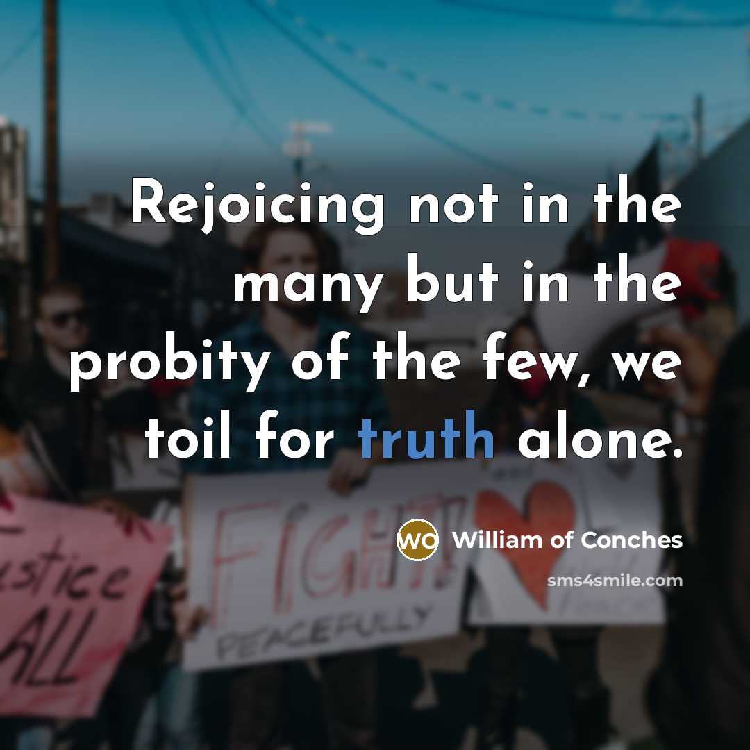 “Rejoicing not in the many but in the probity of…” quote by William of Conches