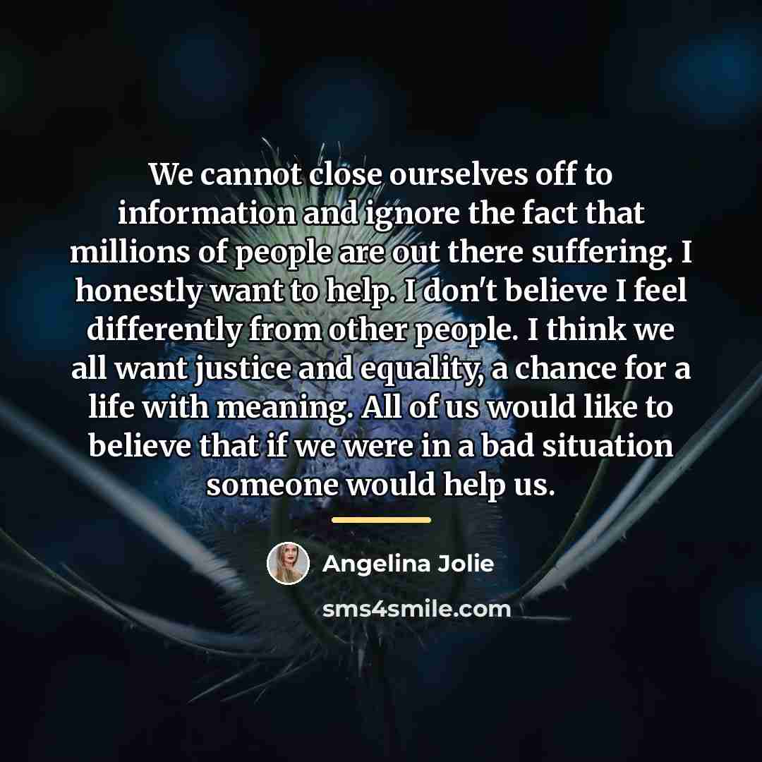“We cannot close ourselves off to information and ignore the…” quote by Angelina Jolie