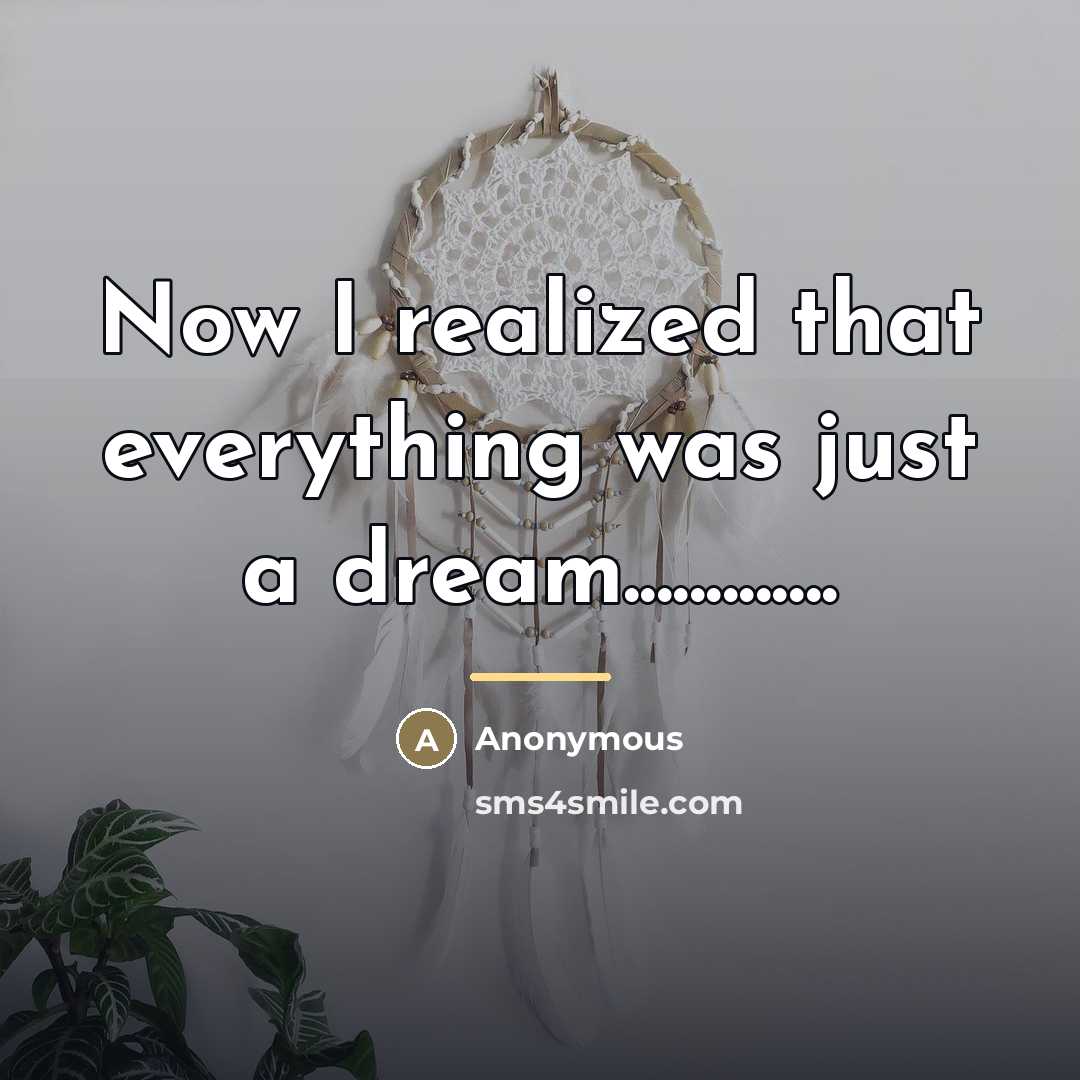 “Now I realized that everything was just a dream.............…” quote by Anonymous