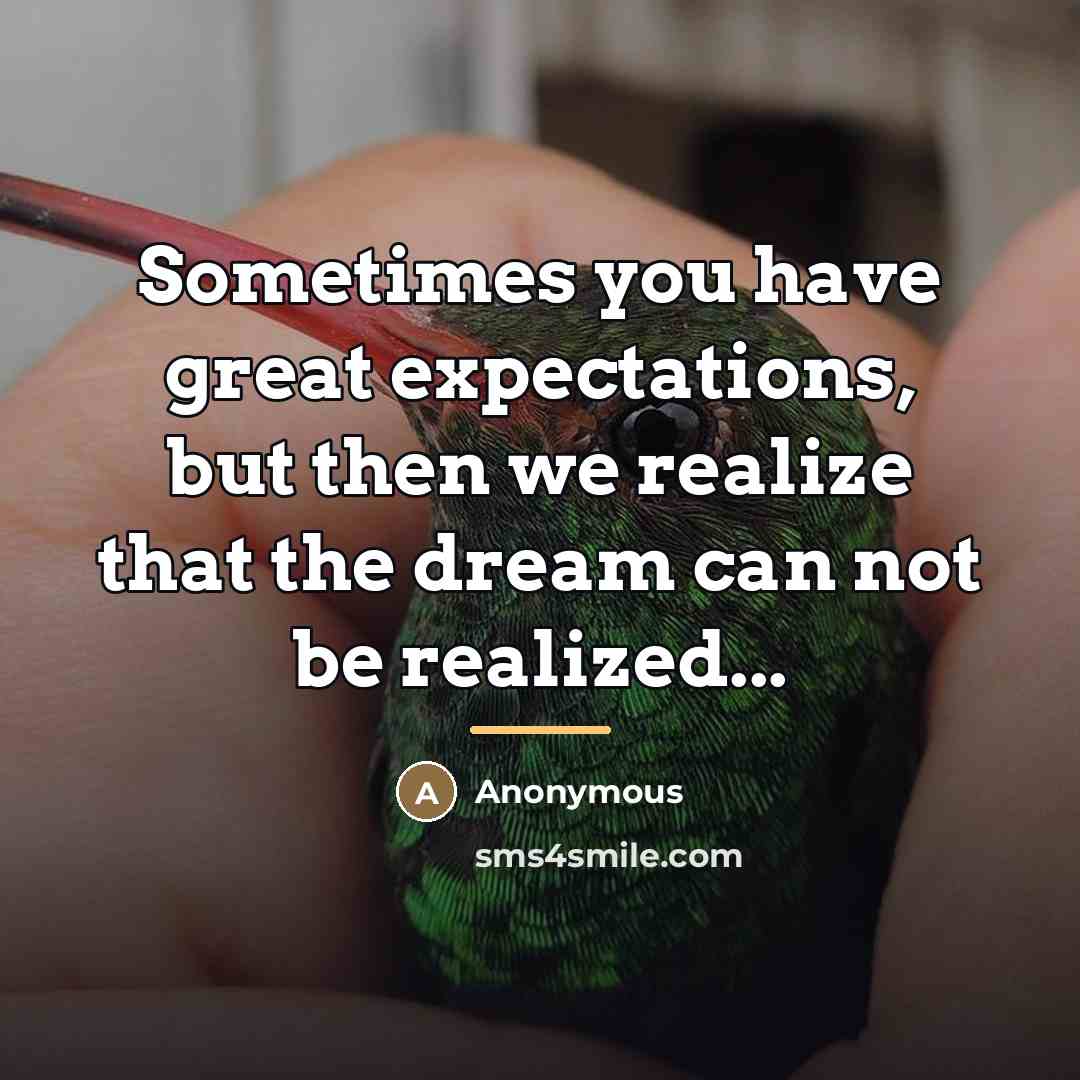 “Sometimes you have great expectations, but then we realize that…” quote by Anonymous
